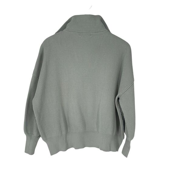 ANRABESS Quarter Zip Pullover Ribbed Knit Sweater Medium Green - Picture 2 of 8